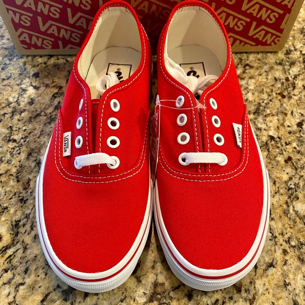 Vans Authentic Canvas Sneakers in Red and White